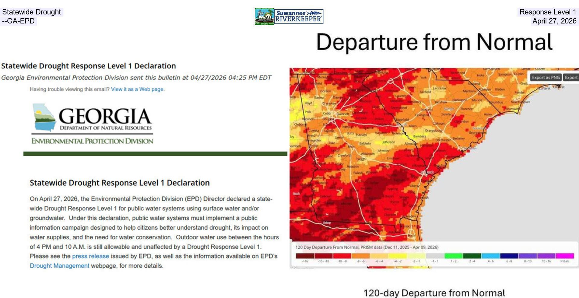 Statewide Drought Response Level 1 --GA-EPD, April 27, 2026