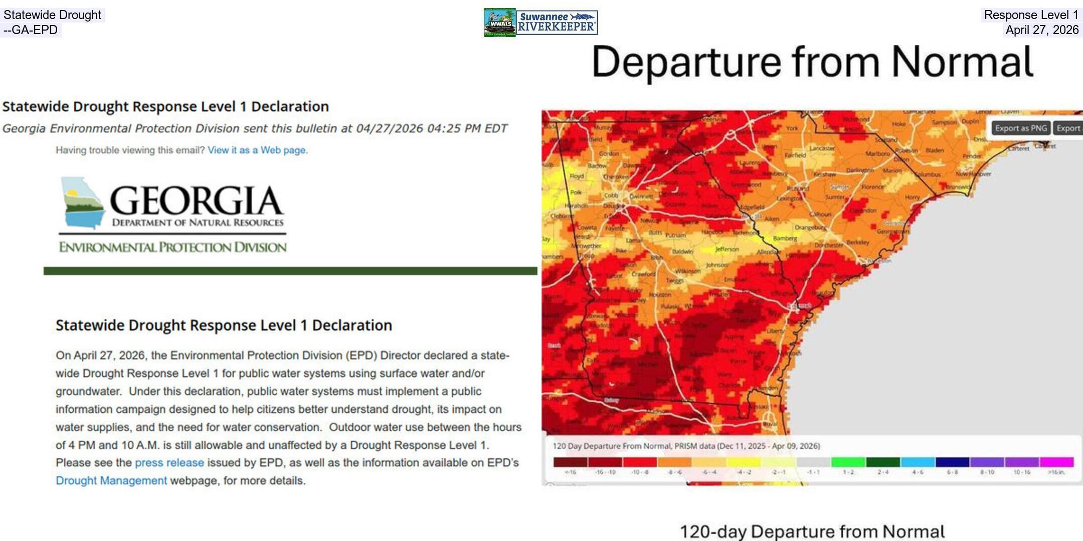 Statewide Drought Response Level 1 --GA-EPD, April 27, 2026