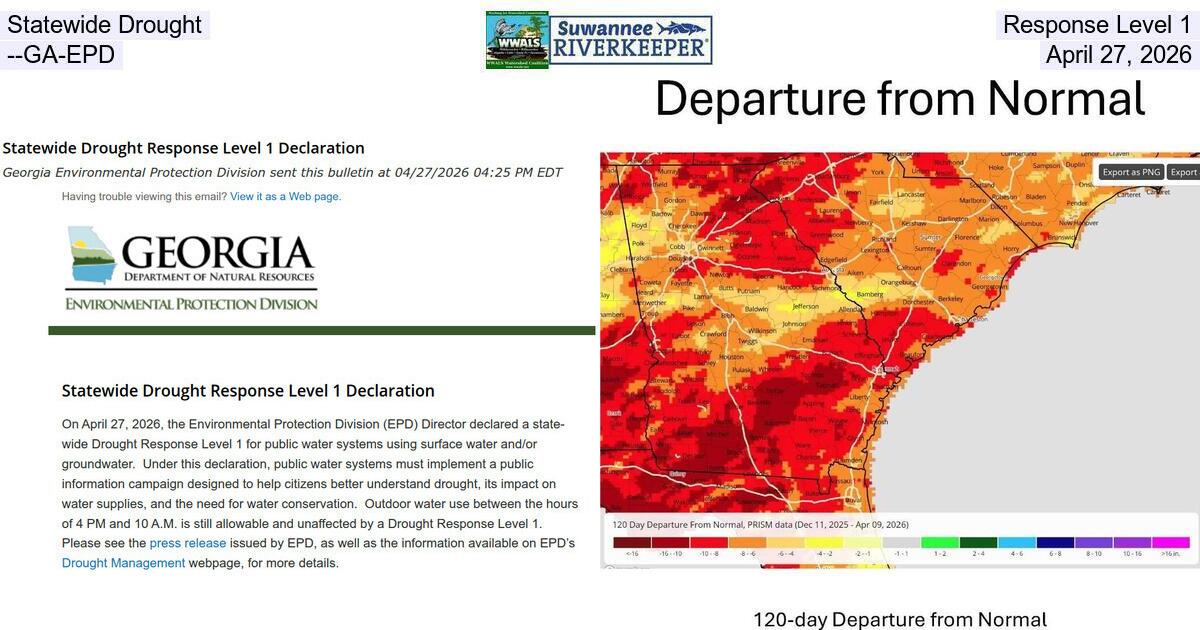 Statewide Drought Response Level 1 --GA-EPD, April 27, 2026