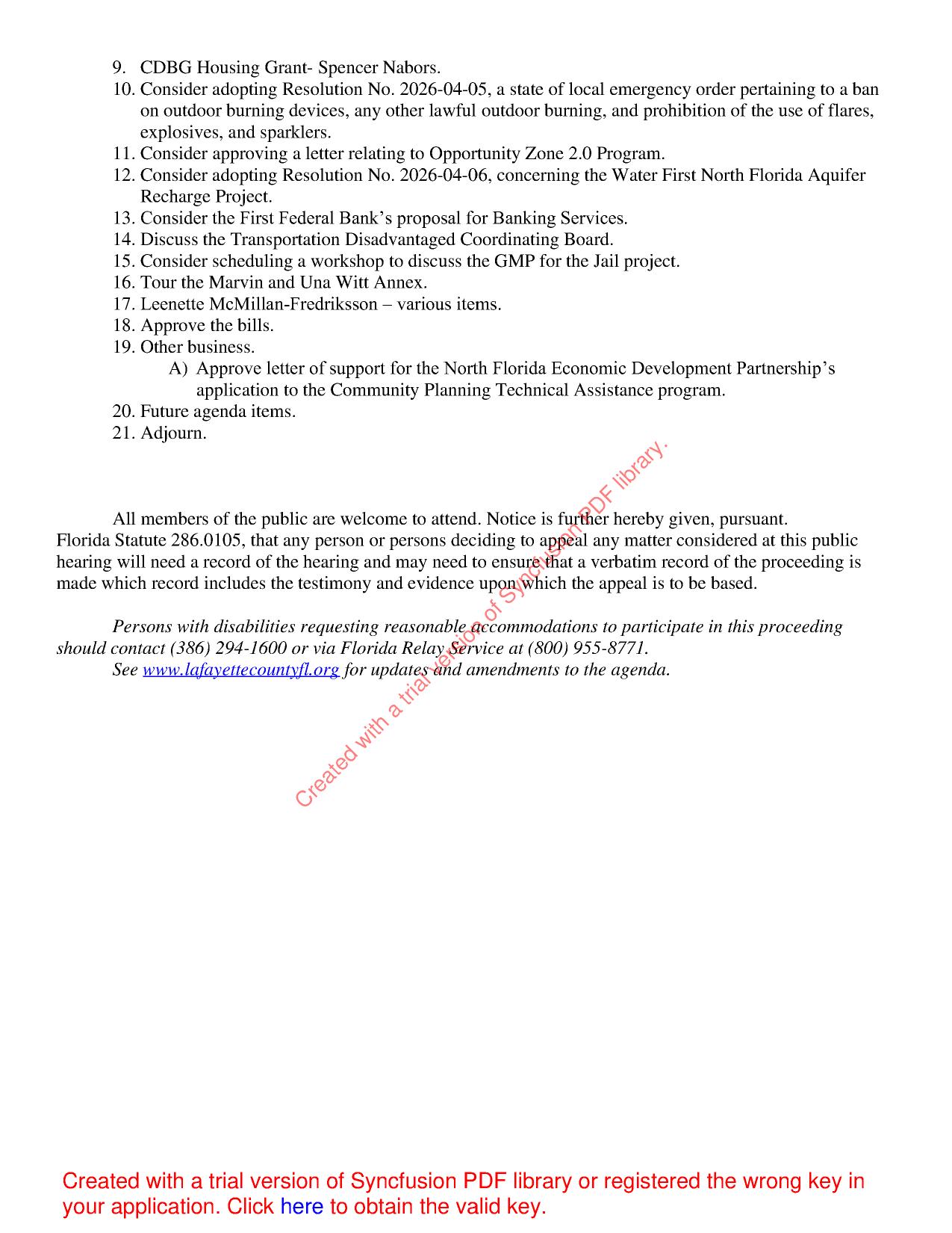 12. Consider adopting Resolution No. 2026-04-06, concerning the Water First North Florida Aquifer Recharge Project.