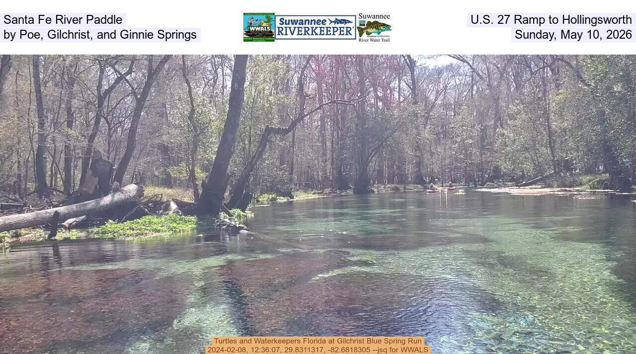 Santa Fe River Paddle, U.S. 27 Ramp to Hollingsworth, by Poe, Gilchrist, and Ginnie Springs, Sunday, May 10, 2026