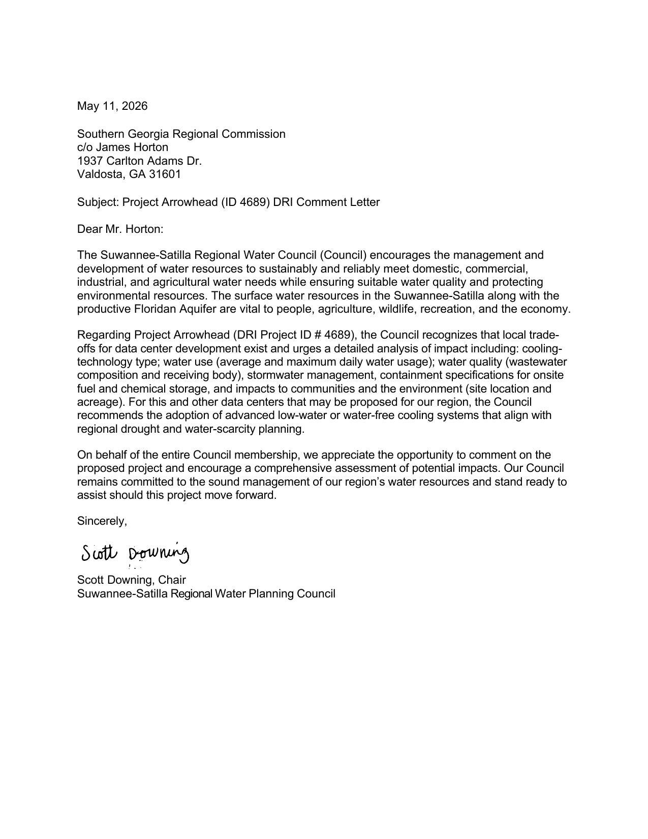 the Council recommends the adoption of advanced low-water or water-free cooling systems that align with regional drought and water-scarcity planning. --SSRWPC