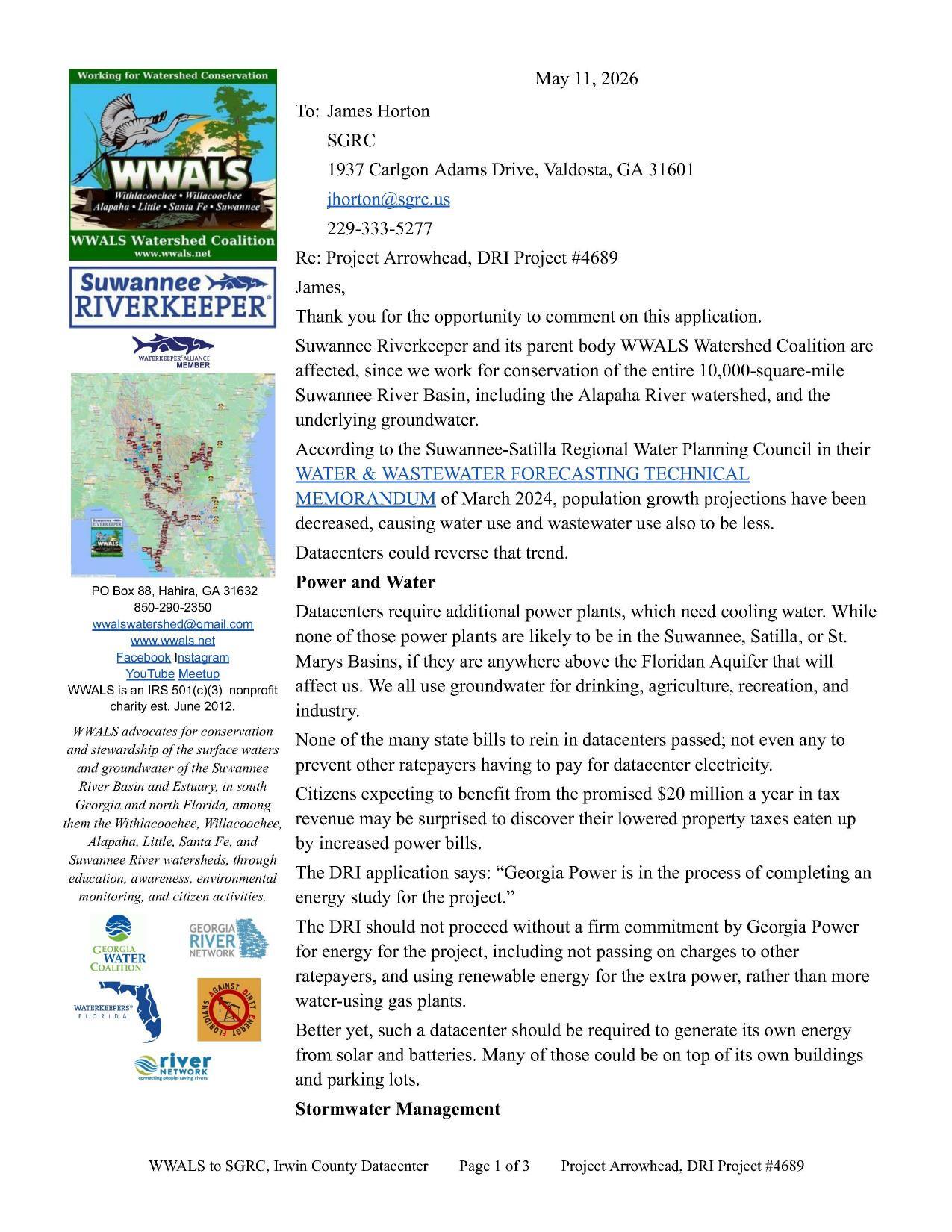 Water and wastewater use; Power and Water --WWALS