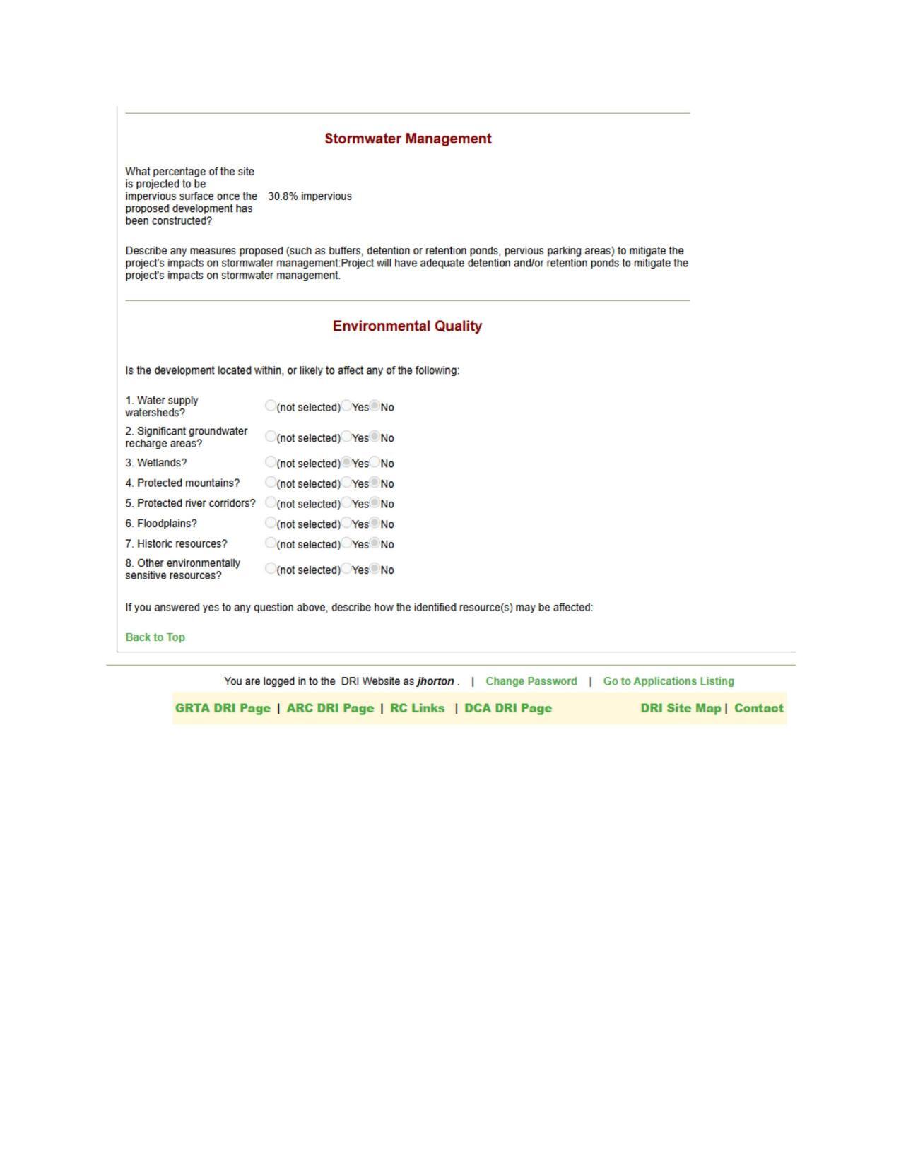 Stormwater Management; Environmental Quality