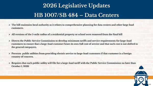 [Large-load customers, Legislative Updates: HB 1007/SB 484 — Data Centers, 2026-05-26 --Citrus County BOCC]
