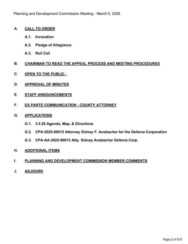 G.2. CPA-2025-00012 Attorney Sidney F. Ansbacher for the Deltona Corporation; G.3. CPA-AA-2025-00013 Atty. Sidney Ansbacher Deltona Corp., 2026-03-05 --Citrus County PDC