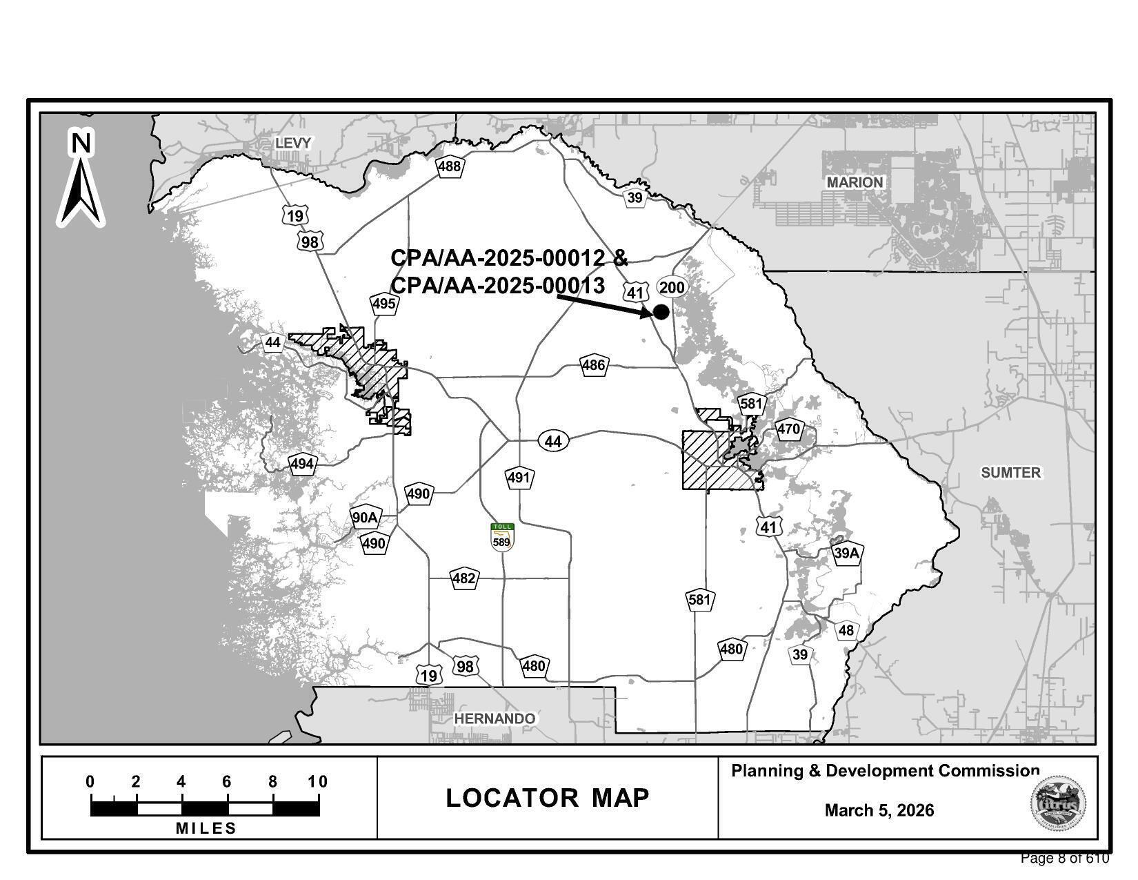 Locator Map, CPA-2025-00012 and CPA/AA-2025-00013, 2026-03-05 --Citrus County PDC
