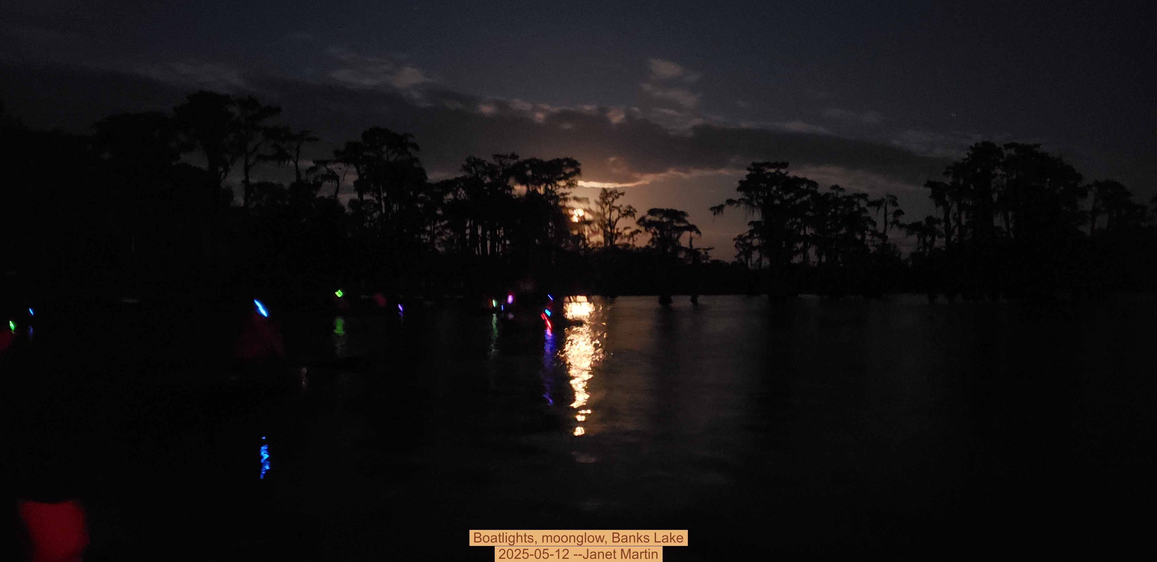 Boatlights, moonglow, Banks Lake, 2025-05-12 --Janet Martin