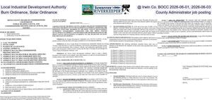[Local Industrial Development Authority @ Irwin Co. BOCC 2026-06-01, 2026-06-03, Burn Ordinance, Solar Ordinance, County Administrator job posting]