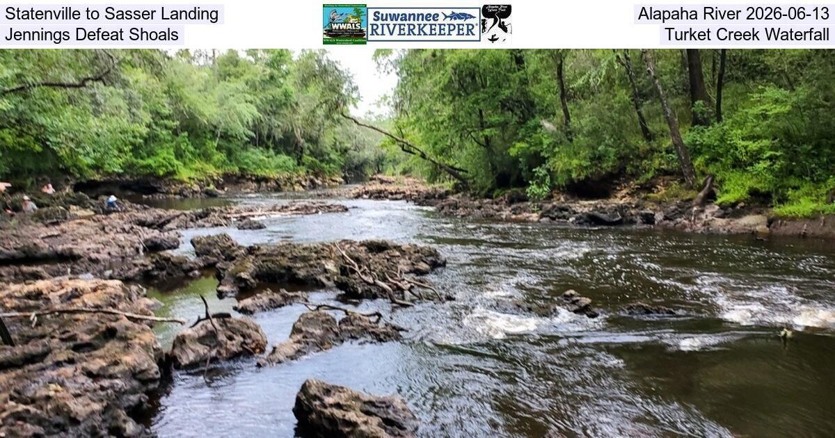 Statenville to Sasser Landing, Alapaha River 2026-06-13, Jennings Defeat Shoals, Turket Creek Waterfall