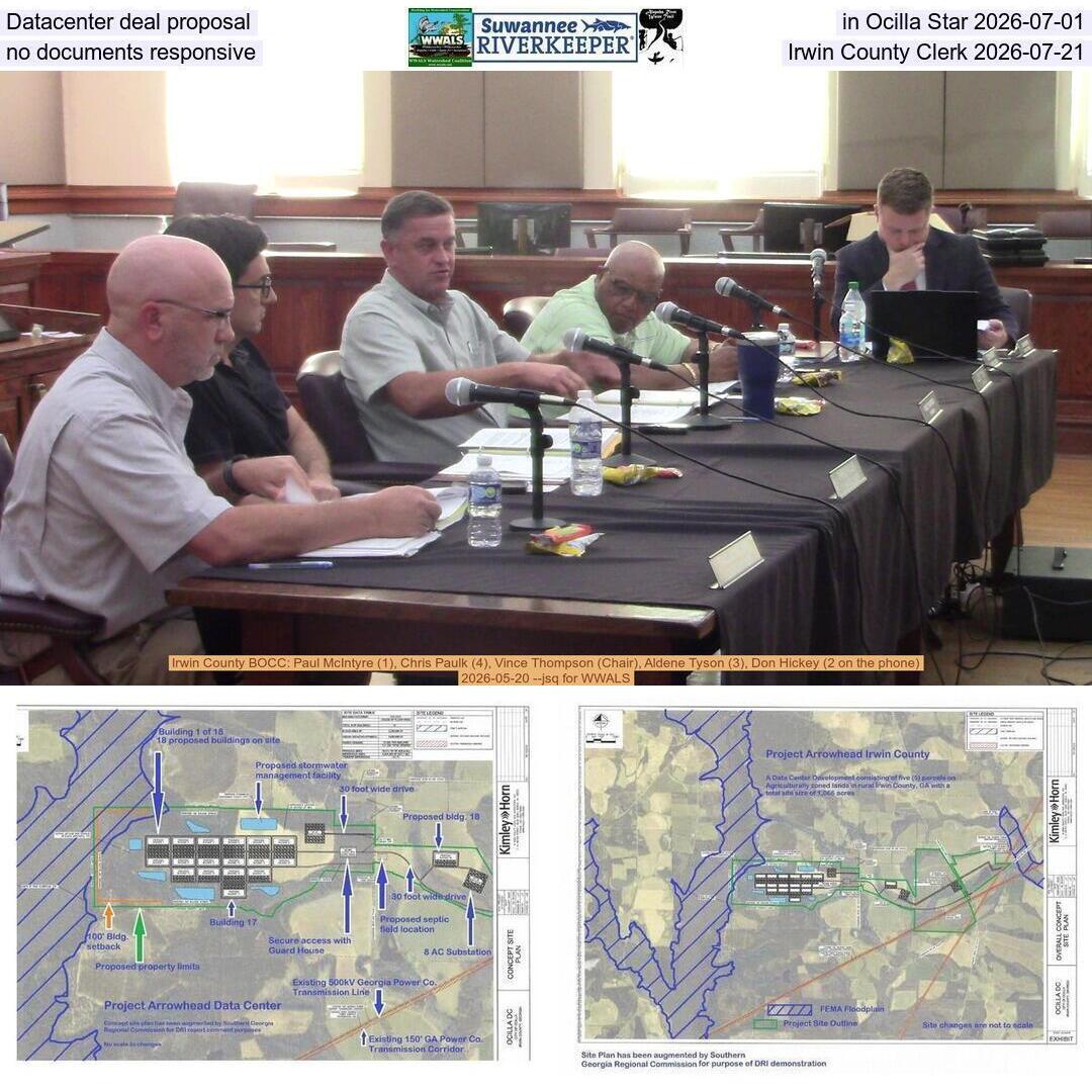 Datacenter deal proposal in Ocilla Star 2026-07-01, no documents responsive, Irwin County Clerk 2026-07-21