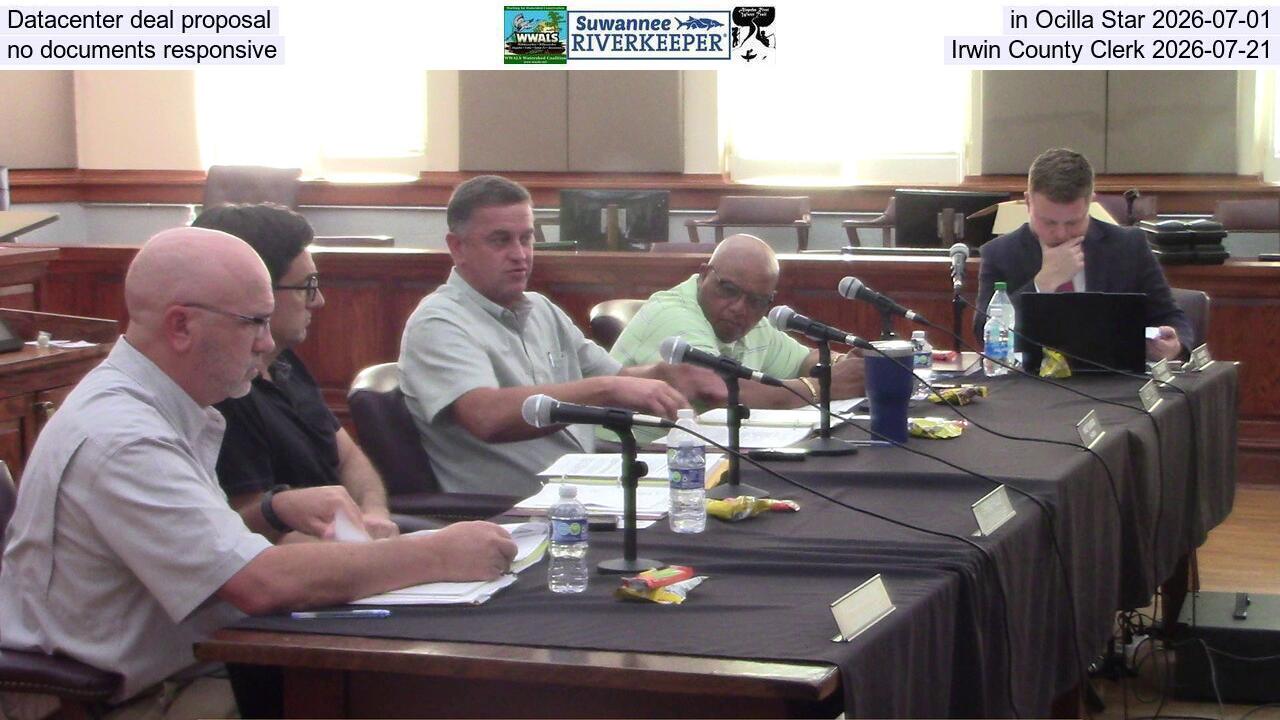 Datacenter deal proposal in Ocilla Star 2026-07-01, no documents responsive, Irwin County Clerk 2026-07-21