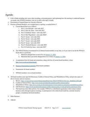 [Annual Report and Election of Board Members, 2026-07-12 --WWALS Annual Member Meeting Agenda]
