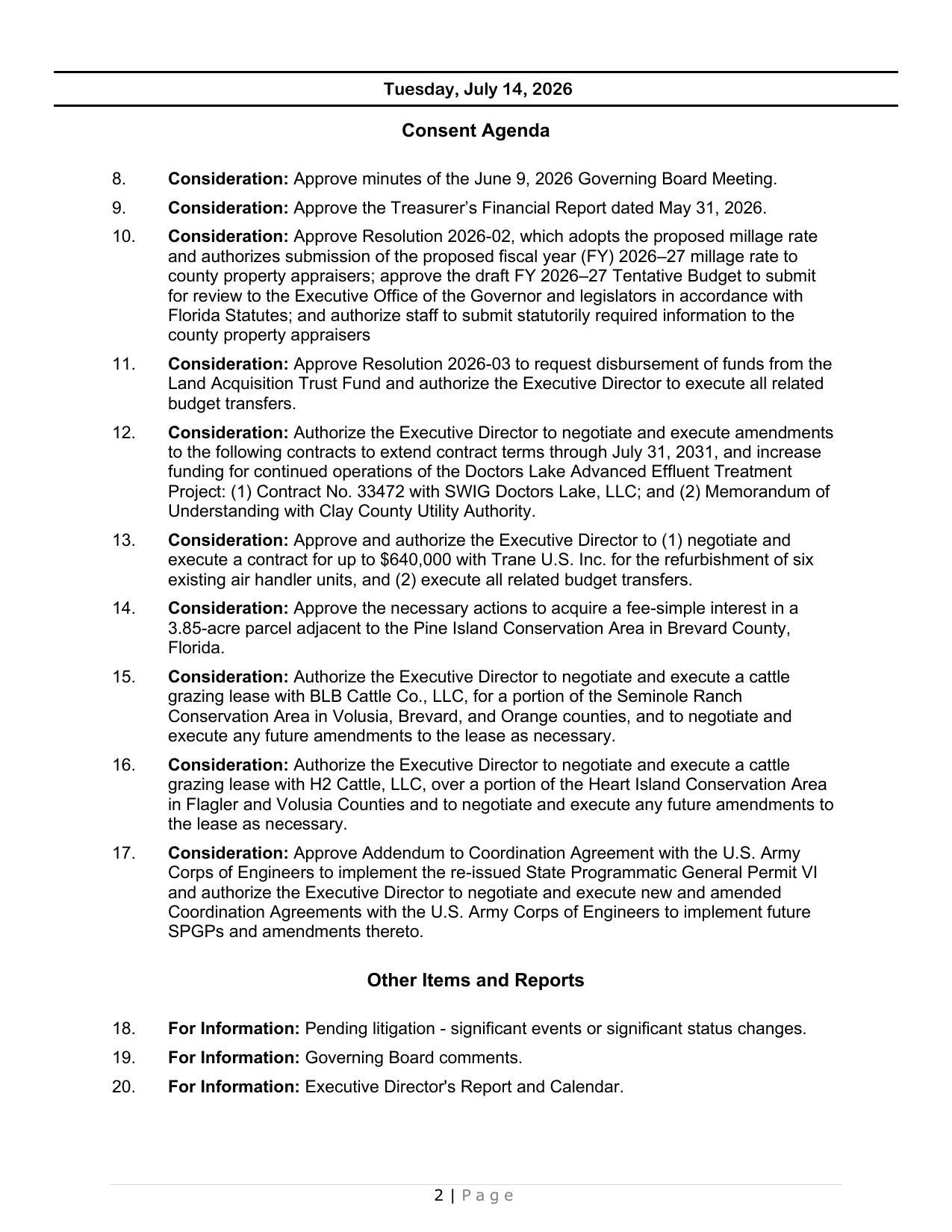 Consent Agenda