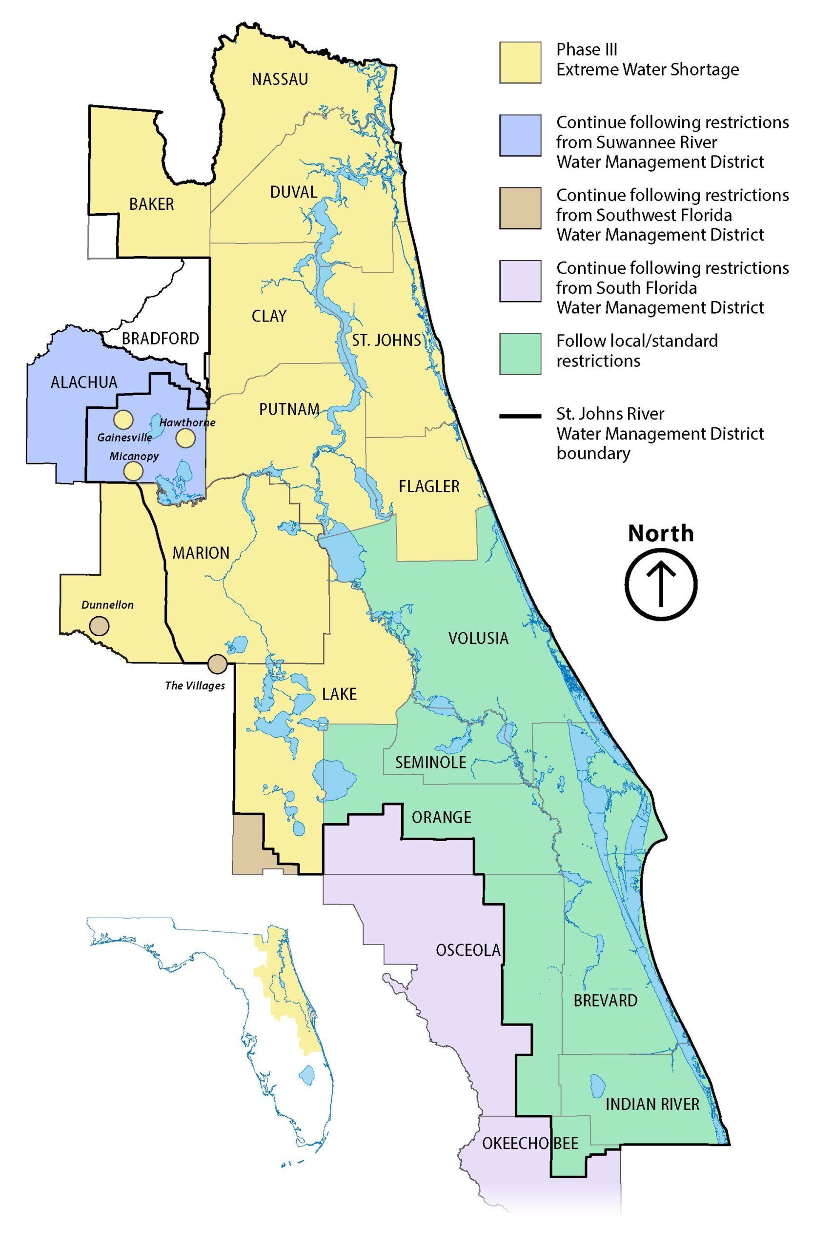 Water Shortage Map: 2026-05-11 --SJRWMD