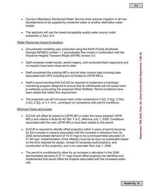 [SJCUD is required to identify offset project(s) within 5 years of permit issuance for the increase in impacts associated with the increase in allocation from its 2025 demonstrated demand of 15.41 mgd to its current permitted allocation of 21.58 mgd. Implementation of the offset(s) must be as soon as practicable based on the time required for design, receipt of necessary authorizations, and construction of the project(s), and in no case later than July 1, 2046.]