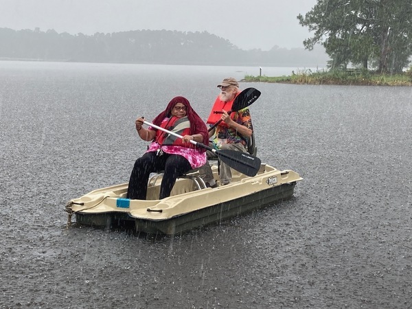 Fannie Gibbs of Macedonia Community Foundation and Suwannee Riverkeeper John S. Quarterman, 2026-06-19 --Gretchen Quarterman for WWALS