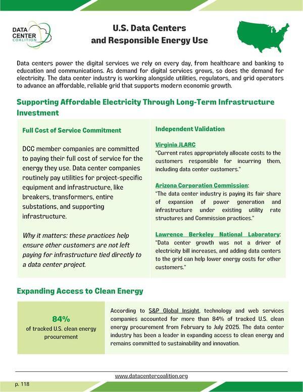 [U.S. Data Centers and Responsible Energy Use --Data Center Coalition]