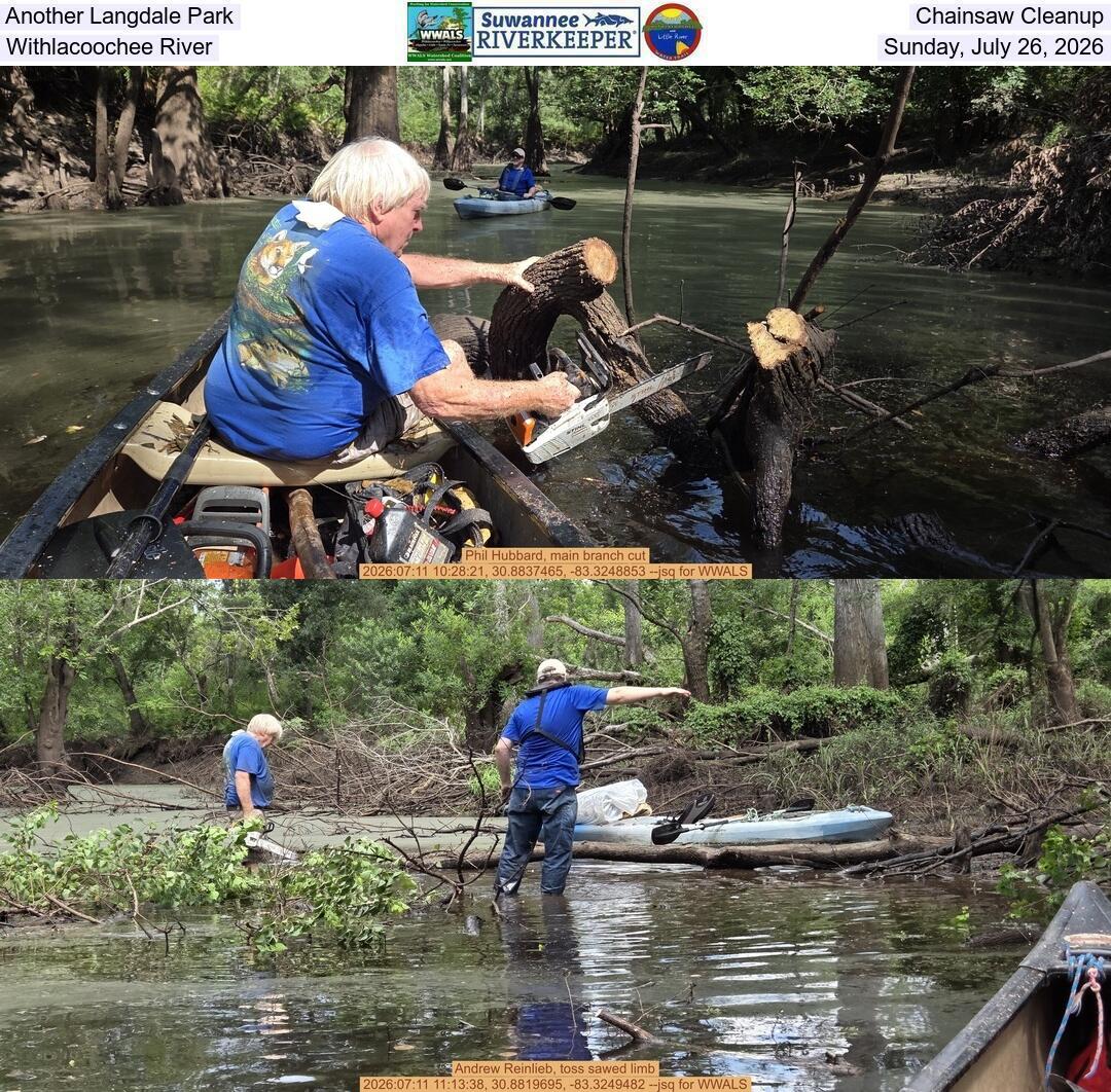 Another Langdale Park Chainsaw Cleanup, Withlacoochee River, Sunday, July 26, 2026