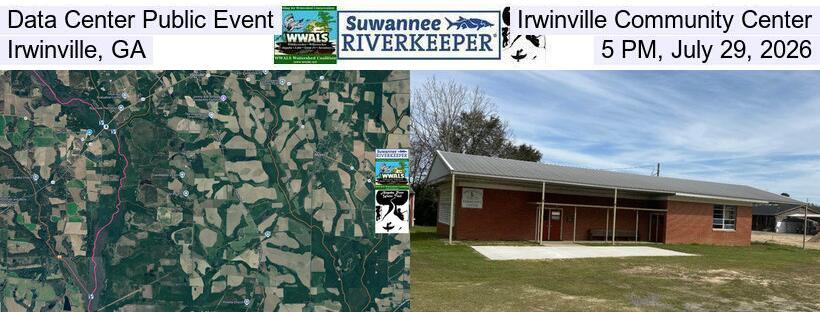 Data Center Public Event, Irwinville Community Center, Irwinville, GA, 5 PM, July 29, 2026
