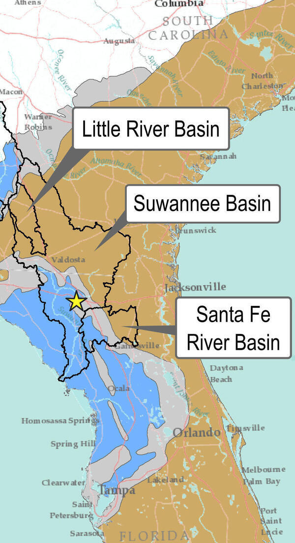 Map: Floridan Aquifer and Suwannee Basin Tall