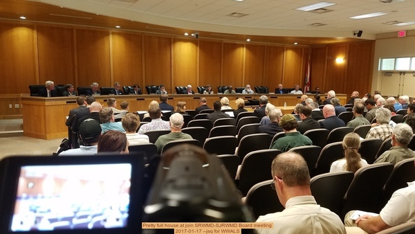 [Pretty full house at join SRWMD-SJRWMD Board meeting, 2017-01-17 --jsq for WWALS]