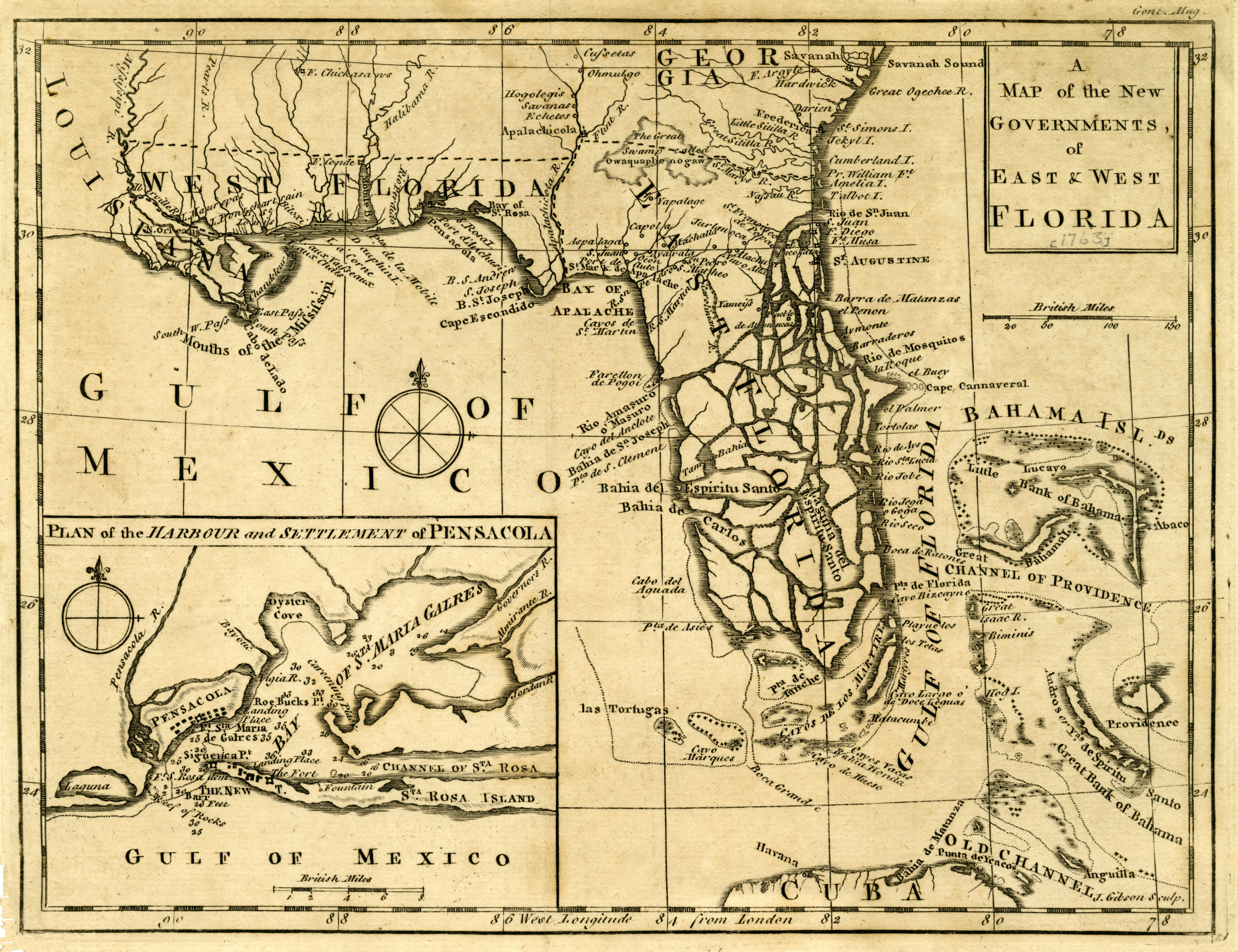 Map of East and West Florida, 1763, Map number fmc0268, --State Library of Florida