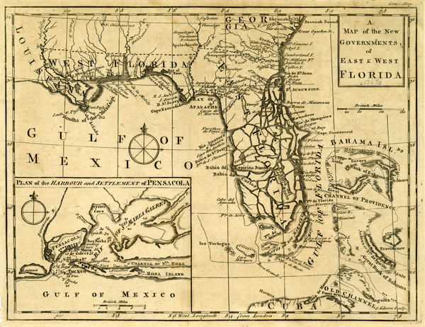 [Map of East and West Florida, 1763, Map number fmc0268, --State Library of Florida]