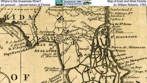 [Where is the Suwannee River? Map of East and West Florida, An account ...natural history of Florida, by William Roberts, 1763]