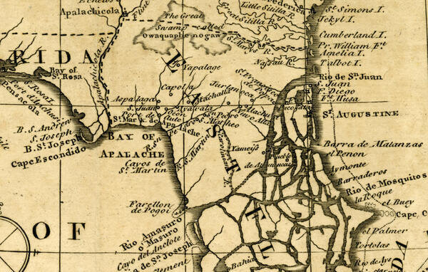 Where is the Suwannee River in Map of East and West Florida, 1763