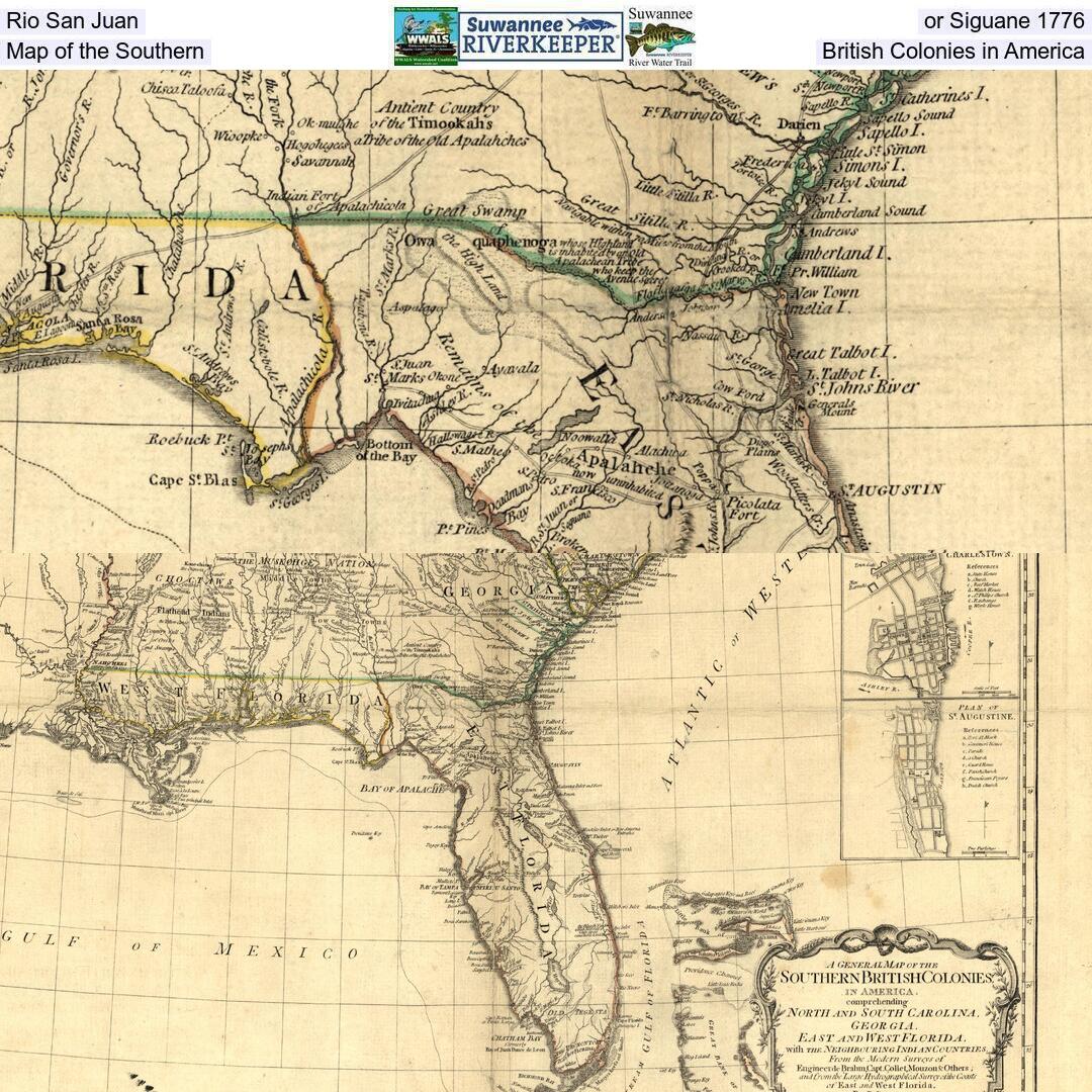 Rio San Juan, or Seguane 1776, Map of the Southern British Colonies in America