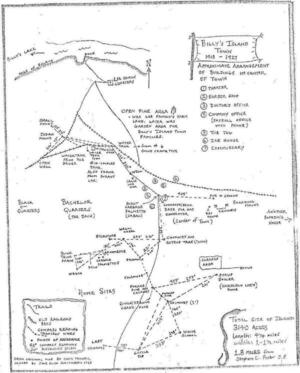 [Billys Island Town 1918-1927 From Original Map by Chris Trowell, Revised by Jane Ellen Schlossberg 1985]