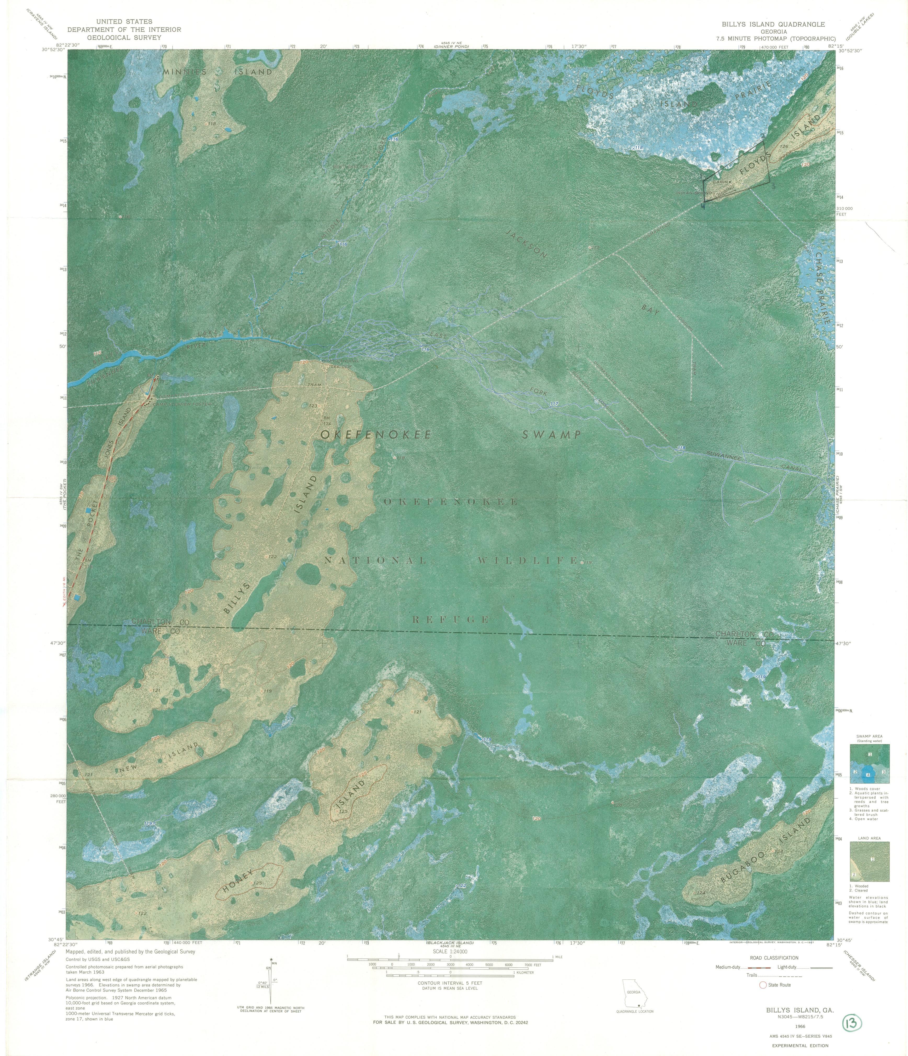 Railroad from Billys Island to Floyds Island, with Indian Mound and Cabin