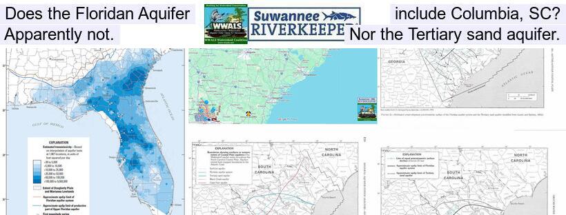 Does the Floridan Aquifer include Columbia, SC? Apparently not. Nor the Tertiary sand aquifer.