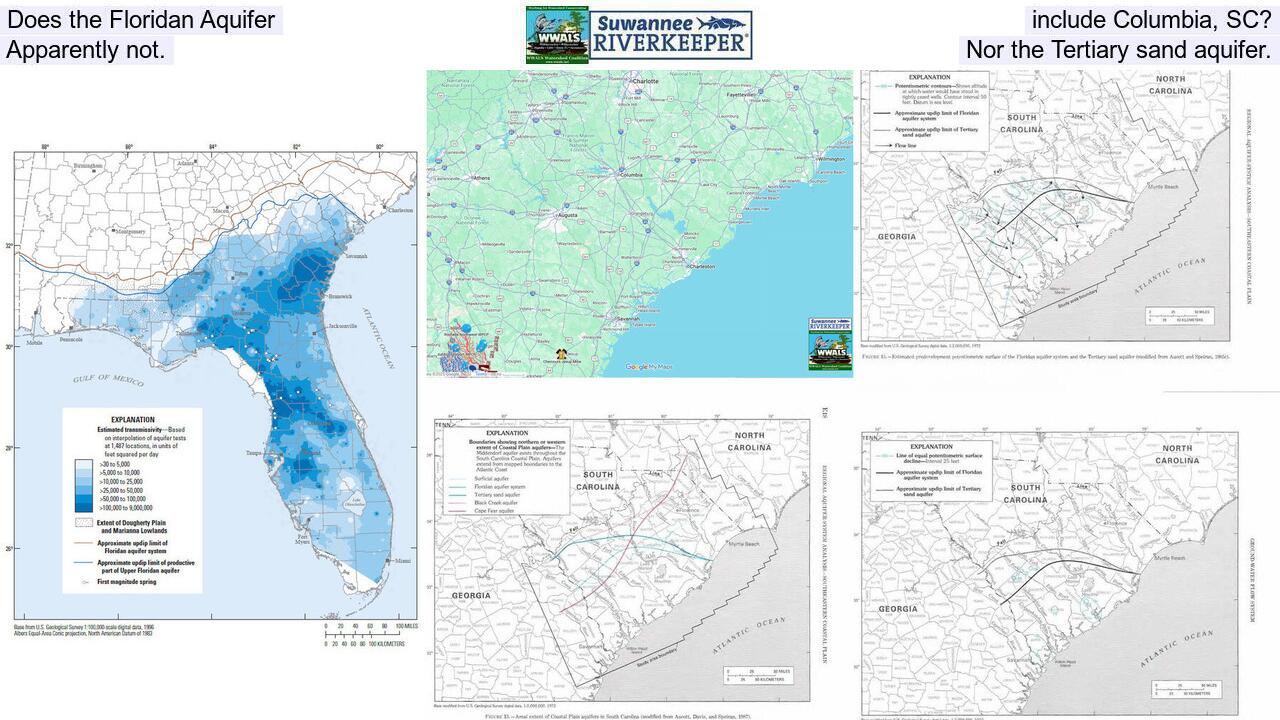 Does the Floridan Aquifer include Columbia, SC? Apparently not. Nor the Tertiary sand aquifer.
