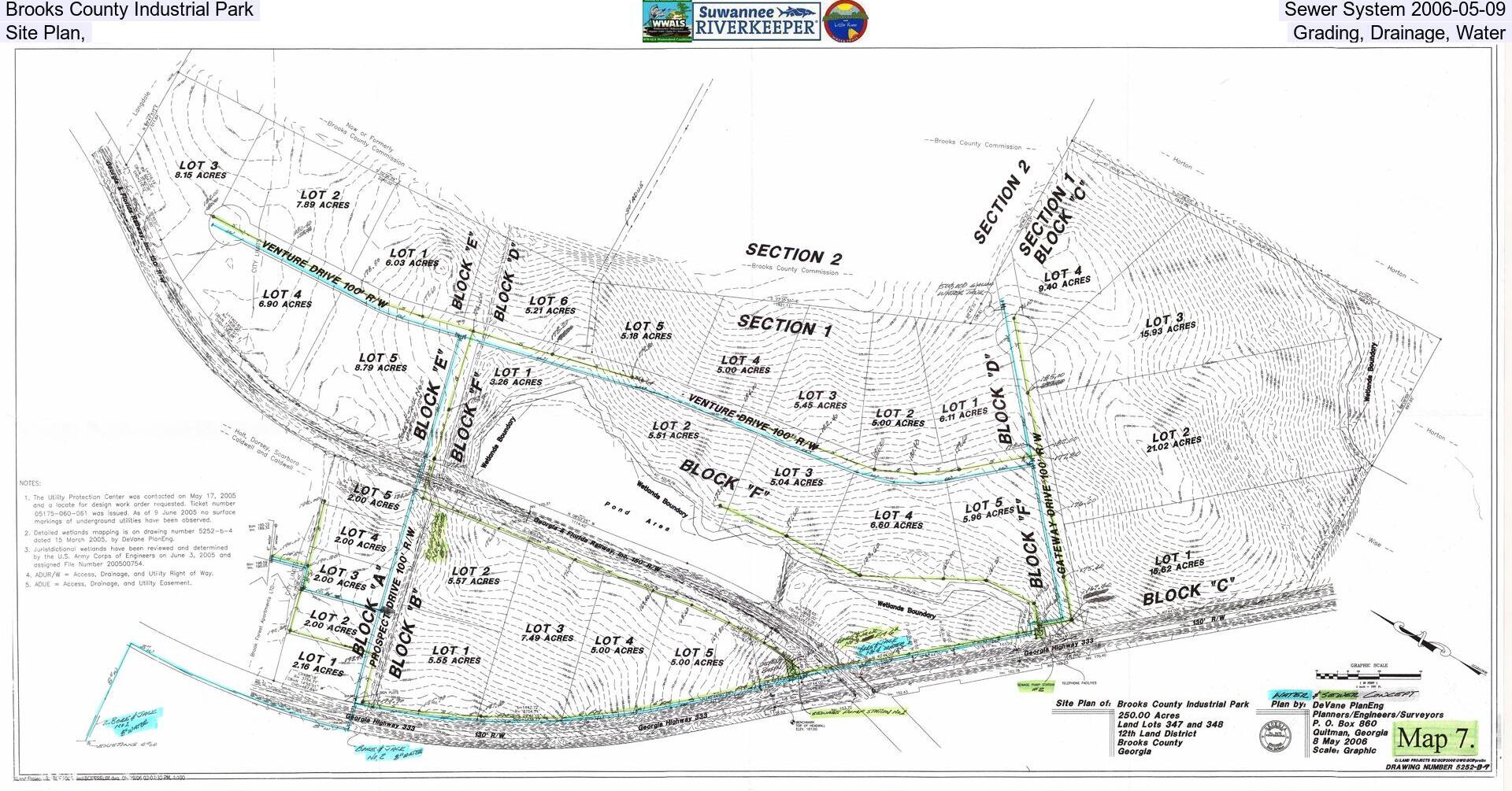 Brooks County Industrial Park, Sewer System 2006-05-09, Site Plan, Grading, Drainage, Water