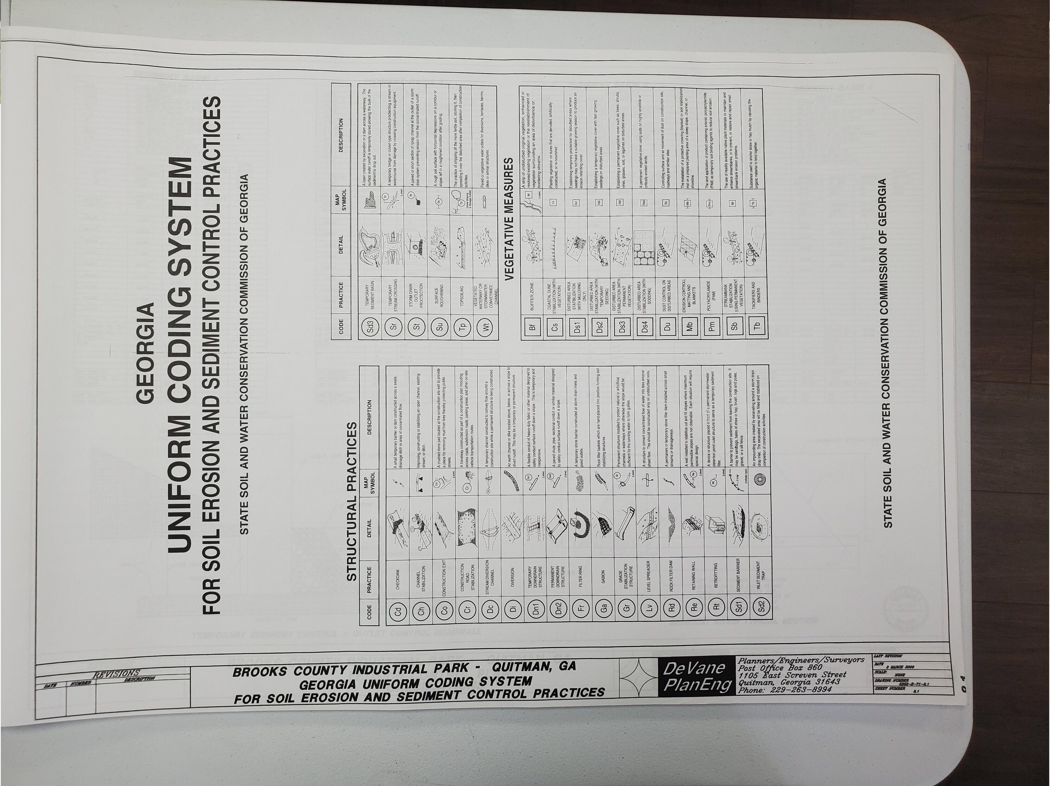 Uniform Coding System for Soil Erosion and Sediment Control Practices