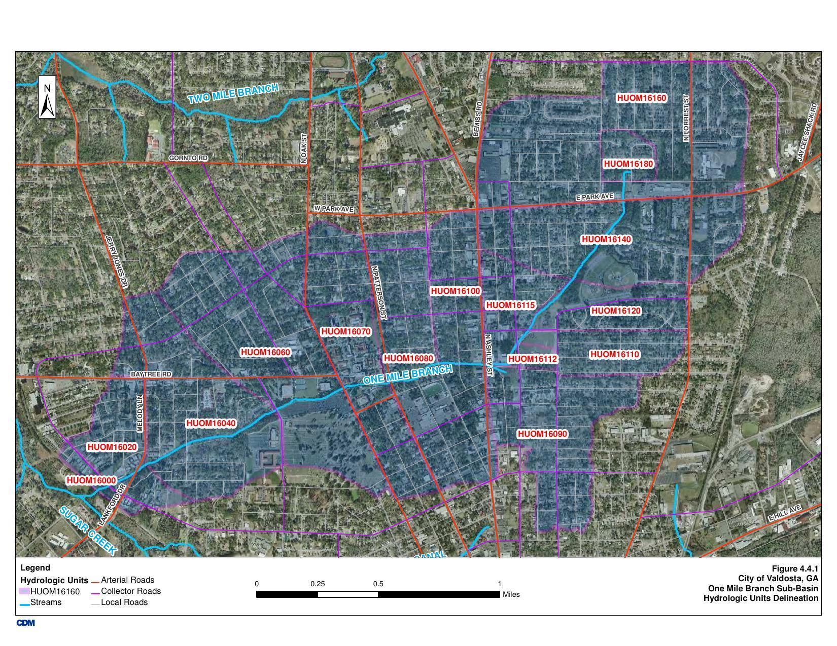 Aerial Map: One Mile Branch HUCs