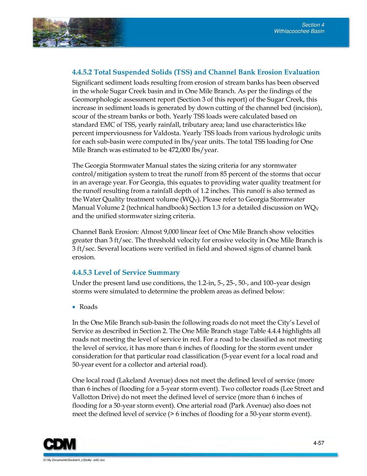 Suspended Solids, Erosion, and Level of Service