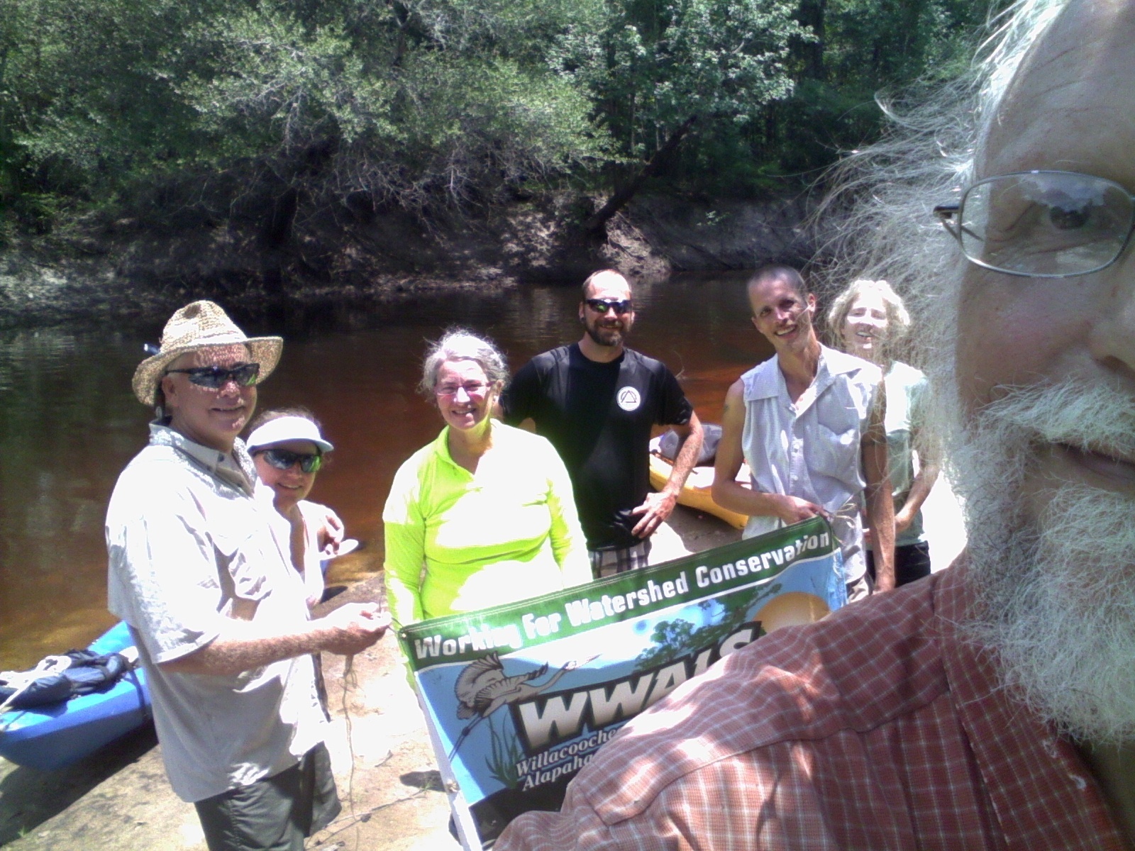 jsq selfie Banner: Chris and Deanna Mericle, Gretchen Quarterman, Mike Sims Jr., Chris Graham, Shirley Kokidko, --jsq 12:42:25, 31.0082779, -83.0231476