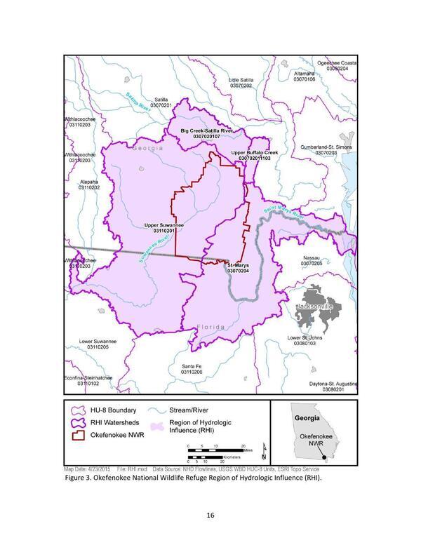 Figure 3. Okefenokee National Wildlife Refuge Region of Hydrologic Influence (RHI).