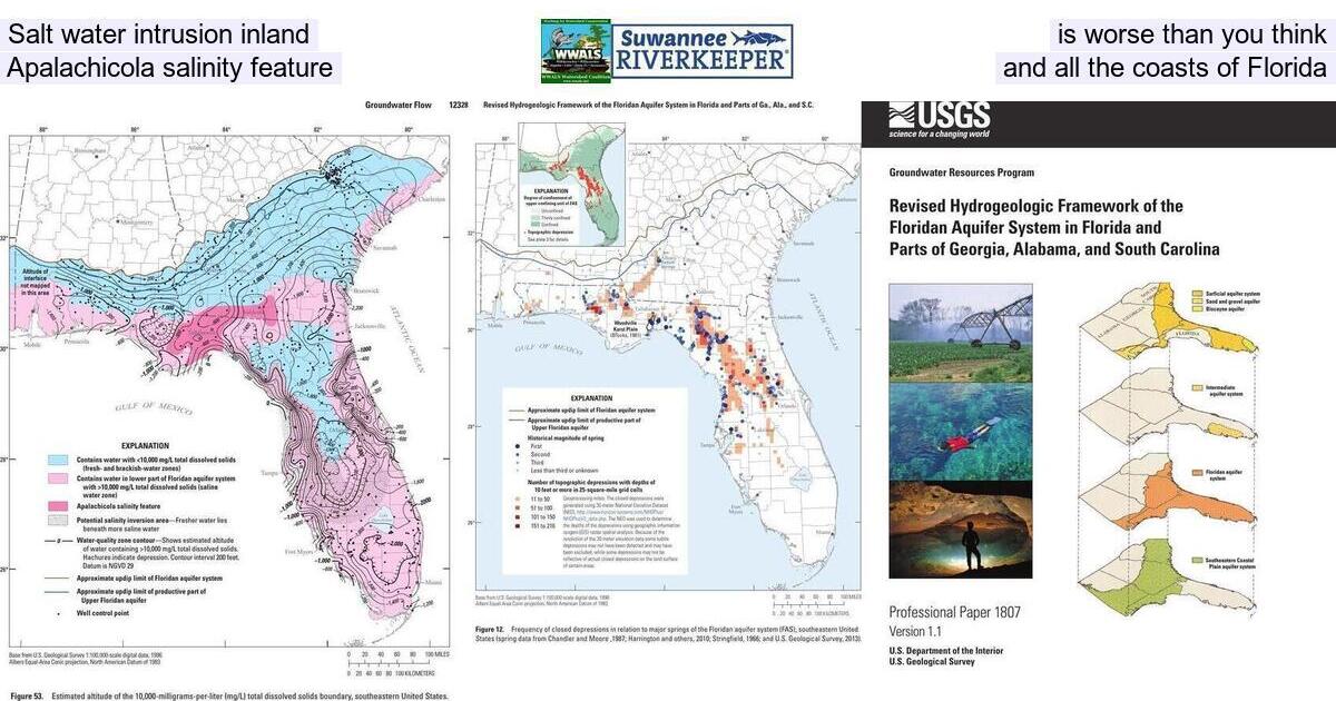 Salt water intrusion inland is worse than you think, Apalachicola salinity feature, and all the coasts of Florida