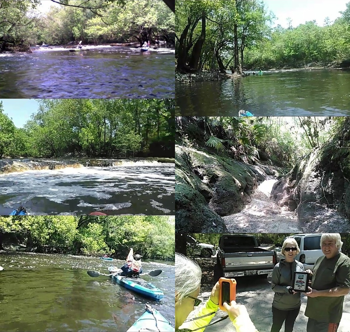 River Bend Rapids, Overhanging branch dunk, Cow Shoals, Cow Creek, Fallers Award at Mayday, Alapaha River, 7 May 2016