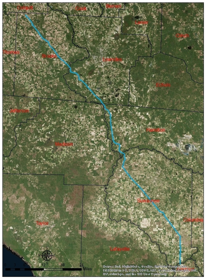 Map: South Georgia and north Florida 2016-09-21 --Prof. Can Denizman, VSU