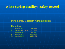 White Springs Facility:  Safety Record 