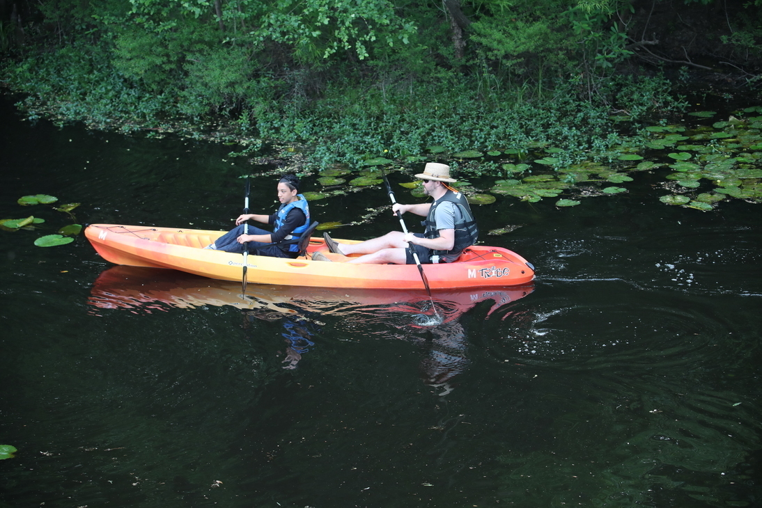 Yellow orange tandem kayak