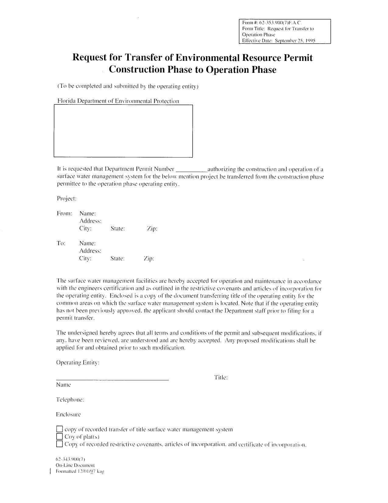 Construction Phase to Operation Phase