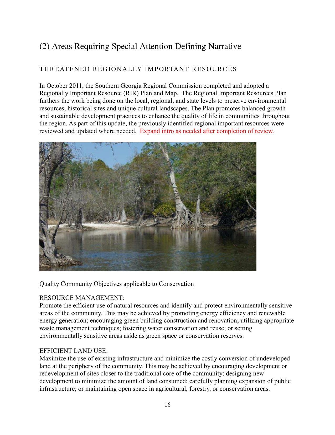 Page 16: River picture as example of Areas Requiring Special Attention