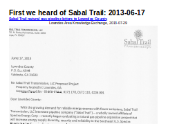 First we heard of Sabal Trail: 2013-06-17