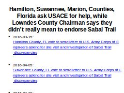 Three FL Counties ask USACE for help while...